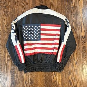 Vintage 90s American Flag Leather Jacket